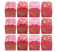 Veemoon 12 Pièces Lot de Boîtes à Bonbons Papier Réutilisables avec Découpe Cœur Boîte Cadeau Forme Cœur pour Dragées Mariage Fêtes Saint-valentin et Fête des Mères pour Petits Gâteaux et