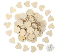 Veemoon 120 Pièces Disques Bois Ronds avec Trous pour Calendrier Mural Facile à Assembler Matériau Bois Naturel pour Anniversaire et Mariage