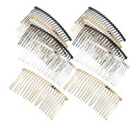 Veemoon 12pièces Peigne à Cheveux Métal à Dents Peignes Torsadés pour Coiffure Noir Mat Or et Argent pour Mariages Fêtes et Usage Quotidien