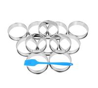 Veemoon 16 Cercles à Muffins en Acier Inoxydable Antiadhésifs avec Bord Roulé Moules à Gâteaux Ronds pour Pâtisserie Maison Kit de Cuisson avec Pinceau en Silicone pour Desserts et