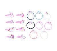 Veemoon 16pièces Barrettes à Cheveux Roses Épingle à Cheveux Bracelet Licorne Serre-tête Anneau Élastique Pour Queue De Cheval De Décoration