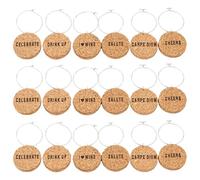 Veemoon 18 Pièces Marque-Verres à Vin en Liège Réutilisables Breloques Décoratives DIY Lettres Anglaises Fournitures de Fête pour Reconnaissance Facile et Personnalisation de Verres à