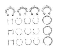 Veemoon 19pièces Anneaux De Nez Inoxydable Sans Piercing De Cuffs Et Décorations Pour Femmes Accessoires De Fête Danse