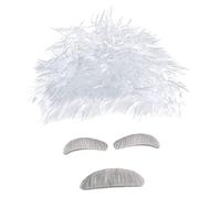 Veemoon 1ensemble Perruque Scientifique Blanche Avec Sourcils Et Moustache Pour Cosplay Halloween Costume De Professeur Fou Accessoires De Fête
