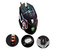 Veemoon 1pièce Souris Gaming Métallique Lumineuse avec Programmation Avancée Souris De Bureau Jeu Noir Confort Optimisé Et Personnalisable pour Vos Besoins De Jeu
