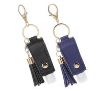 Veemoon 2 Ensembles Bouteille de Voyage 30ml en Cuir Porte-clés Rotatif