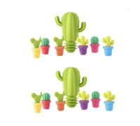 Veemoon 2 ensembles Silicone Wine Bottle Stoppers Cactus Shape Food Grade Beverage Sealers With Drink Markers Reusable Airtight Preservation Tool For Wine Bottles Random Couleur Aléatoire