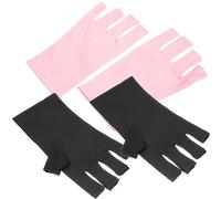 Veemoon 2 Gants de Manucure UV sans Doigts de Gants de Protection pour Ongles Rose et Noir Accessoires de Manucure Confortables et Respirants Idéaux pour Vos Mains Lors de Vernis
