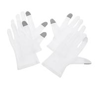 Veemoon 2 Paires Moufles de Nuit en Coton Blanc Hydratants Lotion Intégrée pour Mains Sèches, Confortables et Réutilisables, Sommeil Protection UV