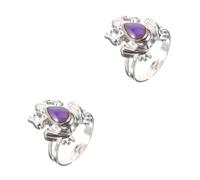 Veemoon 2 Pièces Bague Thermochromique Enfants Agités Ajustable Doigt Clé Bonnes De Filles Grenouille Anneaux Ouverts Bagues Grenouille Pour Femme Anneaux Drôles Alliage