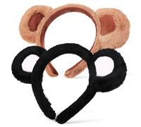 Veemoon 2 pièces Bandeaux Oreilles Ours Fuzzy Doux Bandeau Tête Cosplay et Fête Accessoire Confortable pour Maquillage et Spa Adorable pour Adultes