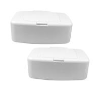 Veemoon 2 pièces Boîte Lingettes Humides Plastique Blanche Distributeur Rechargeable pour Maison Bureau Chambre Rangement Organisateur Compact