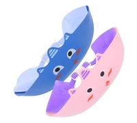 Veemoon 2 Pièces Bonnet de Lavage Ajustable pour Garçon Fille Lot de Protection des Yeux Oreilles Design Mignon Animaux Cartoon pour Bain des Tout Petits Shampoing Bleu et Rose