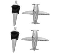 Veemoon 2 pièces Bouchon Vin Alliage Métal Forme Avion Lot de Bouchon Étanche pour Bouteille Accessoire Bar Silicone Alimentaire Facile à Utiliser et Nettoyer