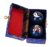 Veemoon 2 pièces Boules Baoding Émail pour Thérapie Main Boules de Massage Fitness Portables Yin-yang Balle Tai-chi Compacte pour Exercices de Rééducation et Relaxation