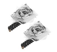 Veemoon 2 Pièces Braided Spiral Hair Ties With Flower Chinese Style Water Ink Thousand Character Design Elegant Ponytail Holders For Women And Decorative Hair Accessories