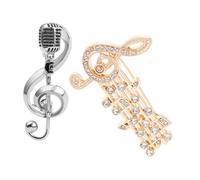 Veemoon 2 Pièces broche note de musique strass pas bleu broche lettre épinglettes goupille broche du festival broches de festival pour femmes épingle en métal alliage