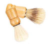 Veemoon 2 Pièces Brosse à Barbe Poils Sanglier avec Manche Bois pour Rasage Mousse Riche Soin Visage Homme Fête des Pères
