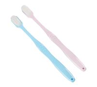Veemoon 2 pièces Brosse Dents Souple Design Poils Doux pour Nettoyage Oral Ergonomique Rose et Bleu
