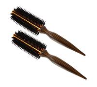 Veemoon 2 Pièces Brosse Ronde Cheveux Résistante Chaleur Pour Brushing Et Boucles Poils Pur Sanglier Manche Bois Ergonomique Brosse Chauffante Aluminium Pour Différents Types De Cheveux
