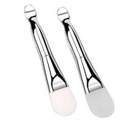 Veemoon 2 Pièces Brosse Visage Double Embout avec Poils Doux Applicateur Silicone pour Masque Facial Outil Beauté pour Soins Visage à Domicile et Déplacement