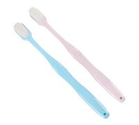 Veemoon 2 pièces Brosses à Dents Poils Doux Set de Brosses Rose Bleu pour Nettoyage Oral et Confortable Design Ergonomique Nettoie Dents et Gencives