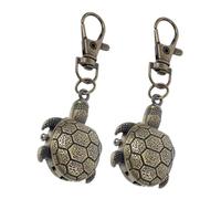 Veemoon 2 Pièces Couchette De Tortue De Dessin Animé Montres De Poche pour Hommes Montre Gousset Ancienne Clip sur Montre Porte-clés Tortue Olive Green Alliage