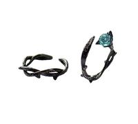 Veemoon 2 Pièces Couple Décorative Rose Épine de Anneaux Ouverts Créatifs pour Hommes Design Unique et Ajustable pour Occasions Spéciales