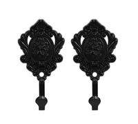 Veemoon 2 Pièces Crochets Muraux Décoratifs Design Élégant Vintage en Alliage de Zinc Noir, Patères Murales Multifonctionnelles pour Paquet et Tasses pour Décoration Intérieure