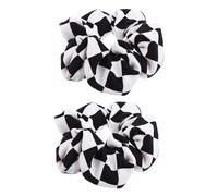 Veemoon 2 Pièces Élastiques à Cheveux Femmes Motif Échiquier Noir et Blanc Accessoires Chics pour Queue de Cheval et Demi Chignon