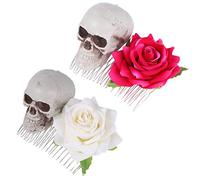 Veemoon 2 pièces Épingles Cheveux Halloween Squelette Rose pour Déguisement Cosplay Fête