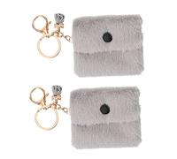Veemoon 2 Pièces Étui à Clés Porte-Monnaie Hommes Porte-clés Sac Pendentif en Anneau Trousseau De Clés Gris Peluche