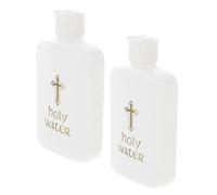 Veemoon 2 Pièces Flacon D'eau Bénite Blanc en Pe 100ml Réutilisable et Décoratif pour Rituels et Diverses Cérémonies Bouchon Hermétique