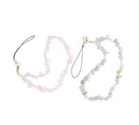 Veemoon 2 Pièces Lanyard téléphonique perlé phone charm lanyard sangle de chaîne de téléphone charme de téléphone en perles de pierre chaînes téléphoniques