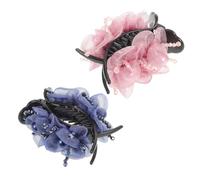 Veemoon 2 Pièces Large Hair Claw Clips For Women Non-slip High Ponytail Holder With Plastic Pearl Beads Lightweight Elegant Accessories For Luau Beach Wedding Parties