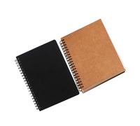 Veemoon 2 pièces Lot de Cahiers de Dessin Blancs Cahiers à Spirale Vintage avec Couverture Kraft et Noire Bloc-notes Portables pour Artistes et Étudiants Croquis