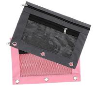 Veemoon 2 Pièces Lot de Pochettes Double Oxford pour Classeur Trousse à Stylos Résistante et Organiseur Décolier et Bureau Gris et Rose