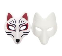 Veemoon 2 Pièces Masque Renard Blanc EVA Cuir Confortable pour Adultes | Masque Vierge DIY, Design Plein Visage, Usage Banquet et Théâtre, pour Cosplay et Atelier Artistique