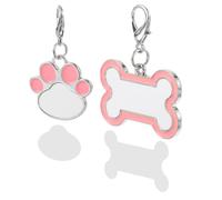 Veemoon 2 Pièces Médaille D'identification, Os et Patte en Métal Rose | Sublimation Vierge, Surface Lisse et Brillante, pour Collier D’animal, Repérage Simple