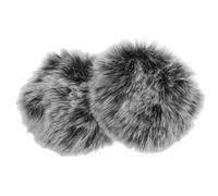 Veemoon 2 Pièces Microphone Lapel Windscreen With Plush Fur In White And Black, Noise Isolating Wind Cover For Outdoor Recording And Speeches, Universal Fit,