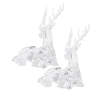 Veemoon 2 Pièces Ornements de Renne Acrylique Transparent Figurines Élégantes Cerf pour Décoration de Table de Noël Centre de Table Festif Léger et Résistant