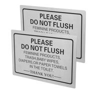 Veemoon 2 Pièces Panneaux en Aluminium pour Toilettes Impression Double Face et Résistance à L'humidité, Signalant de Ne Pas Jeter les Toilettes, Maison