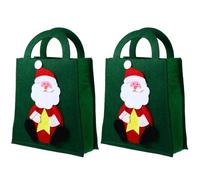 Veemoon 2 Pièces Paquet Cabas de Noël en Non-tissé, Vert, Réutilisable | Fête, Grand Volume, Poignées Portables, Motif Cartoon Festif, Usage Garçon et Filles et Adultes