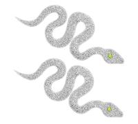 Veemoon 2 Pièces Patch Thermocollant Serpent Strass Argentés Autocollants Hotfix Transfert Diy pour Vêtements Sacs et Accessoires Application Facile Au