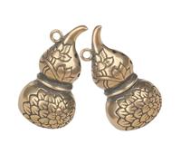 Veemoon 2 Pièces Pendentif Laiton Vintage Charme Feng Shui Cucurbitacée Creuse avec Motif Lotus Porte Clés pour Décoration et Diy Bijou