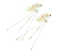 Veemoon 2 pièces Pince à Cheveux Fleur de Clochette Chinoise avec Perles et Accessoires Décoratifs pour Filles Adaptée à Cheveux Épais et Bouclés
