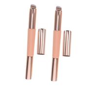 Veemoon 2 Pièces Pinceau Silicone Double Face pour Lèvres et Anticernes Brosse Maquillage Réutilisable avec Capuchon Hygiénique Applicateur Mini Portable pour Lèvres et Correcteur Rose