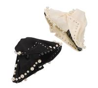 Veemoon 2 Pièces Pinces à Cheveux Satin Triangulaires avec Perles Artificielles Pince Antidérapante pour Cheveux Épais Accessoire Élégant pour Femmes Usage Quotidien et Événements