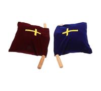 Veemoon 2 Pièces Pochette d'offrande pour Église avec Poignées Bois Pochette de Collecte en Tissu Brodé Croix pour Communion Baptême et Cérémonies Religieuses Rouge et Bleu