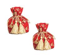 Veemoon 2 Pièces Pochons à Dragées Rouges Premium Sacs à Cordon Durables pour Bonbons Bijoux et Petits de Mariage Lot